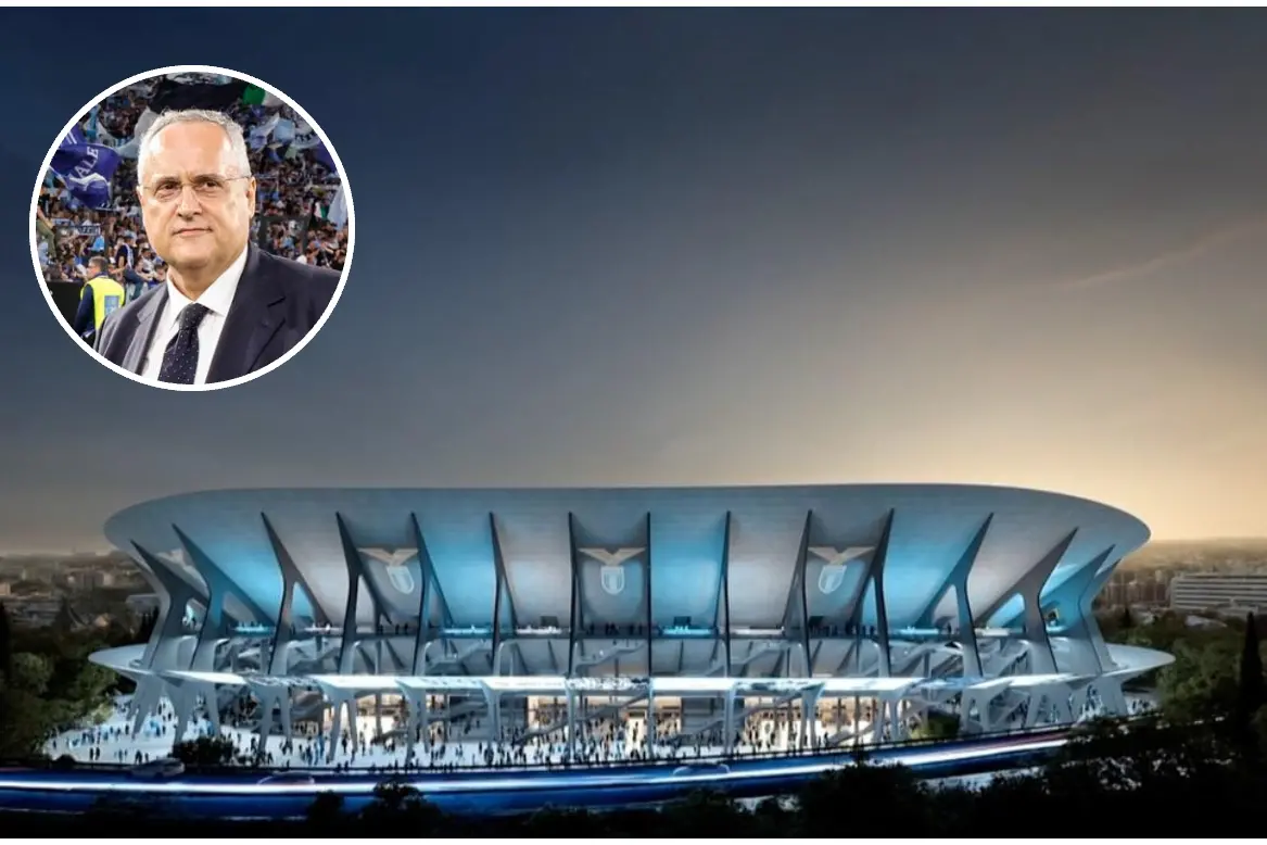Claudio Lotito e il progetto del nuovo stadio Flaminio (foto Ansa)