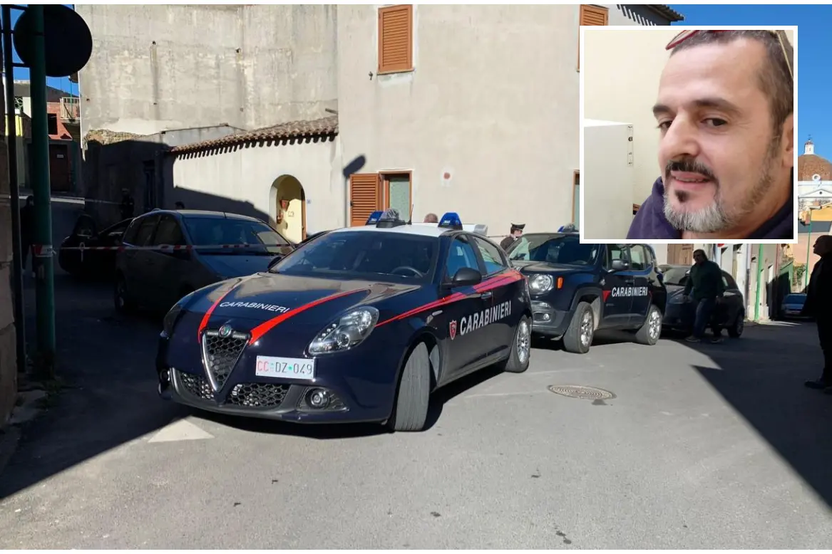 I carabinieri sul luogo della tragedia (foto Andrea Serreli) e nel riquadro la vittima