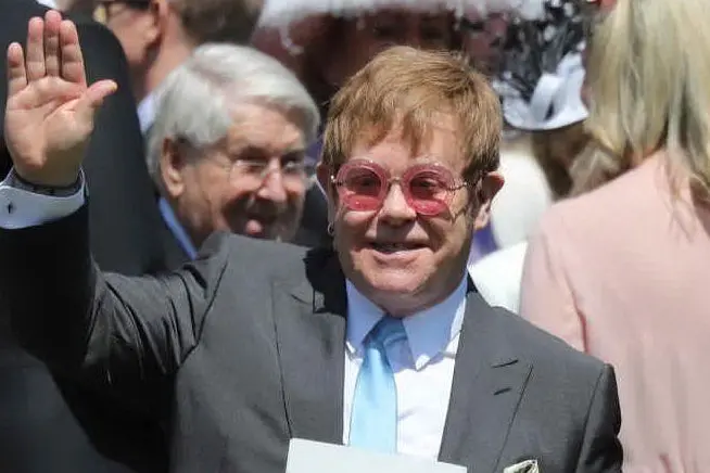 Elton John al matrimonio di Harry e Meghan (Ansa)