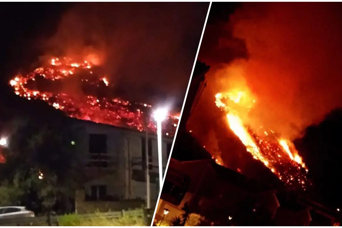L'incendio scoppiato a Bosa (Foto dal web)