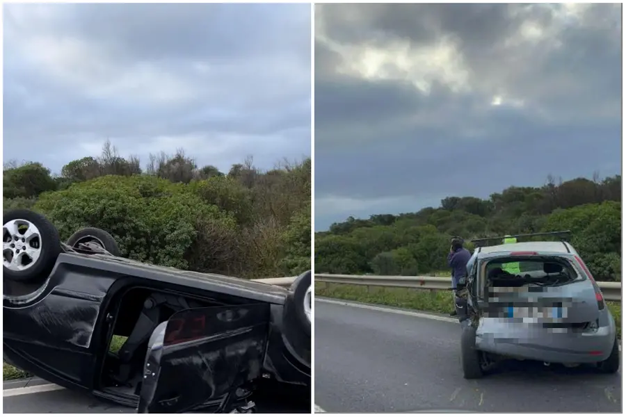 Le due auto coinvolte nell'incidente (foto Elena Manca)