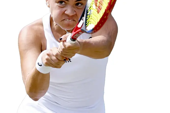 epa13085886 Jasmine Paolini of Italy in action her Women's Singles third round match against Maria Sakkari of Greece at the Wimbledon Championships in London, Britain, 04 July 2026. EPA/TOLGA AKMEN