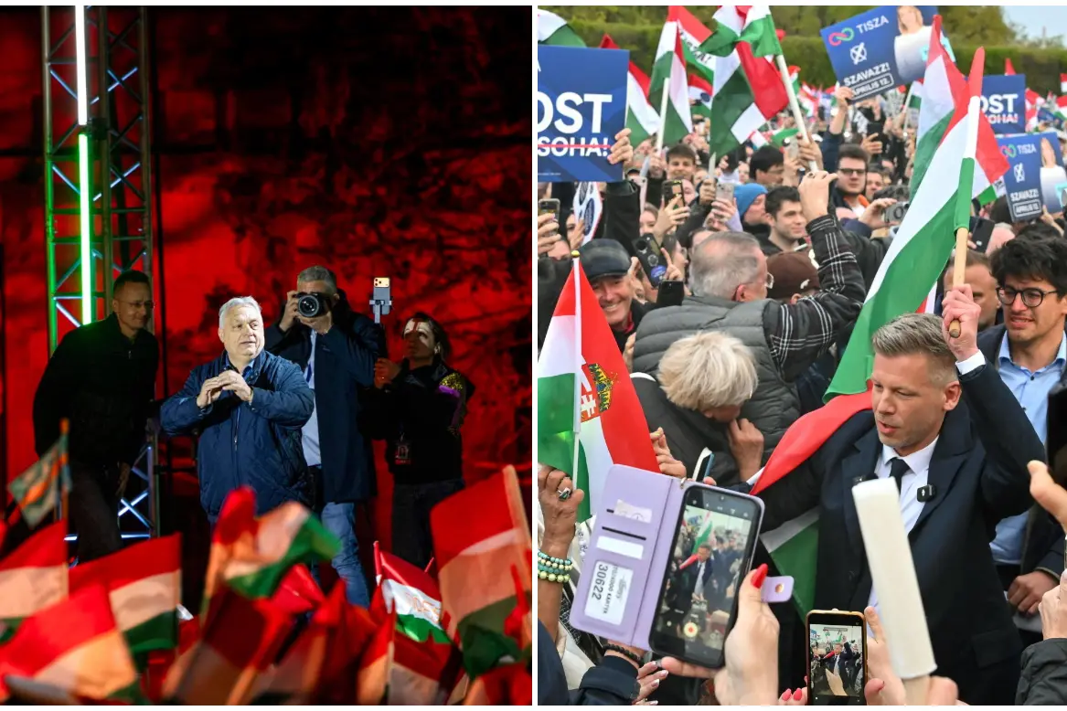 A sinistra Viktor Orban, a destra Peter Magyar (Ansa)