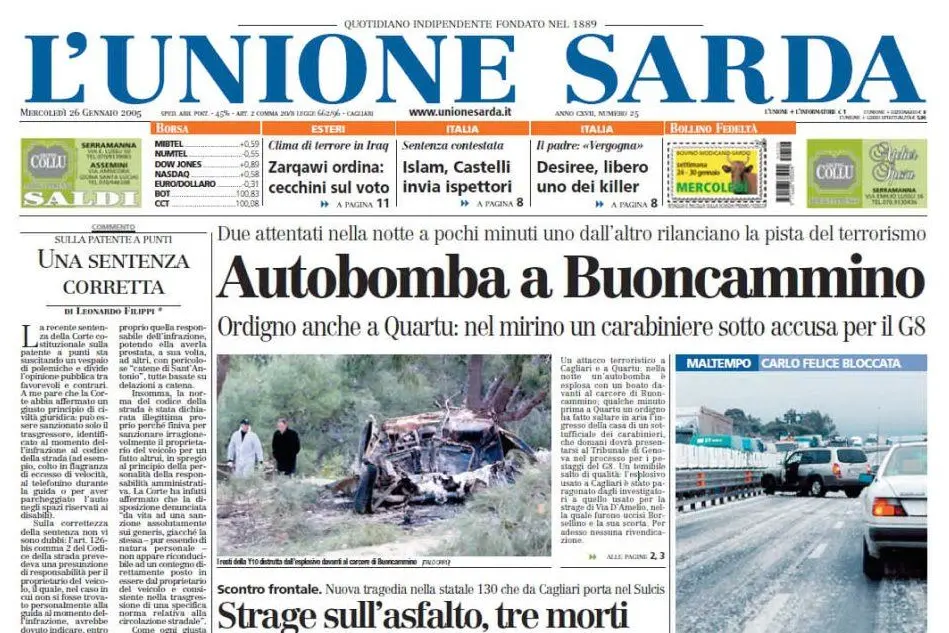 #AccaddeOggi: 25 gennaio 2005, autobomba a Buoncammino