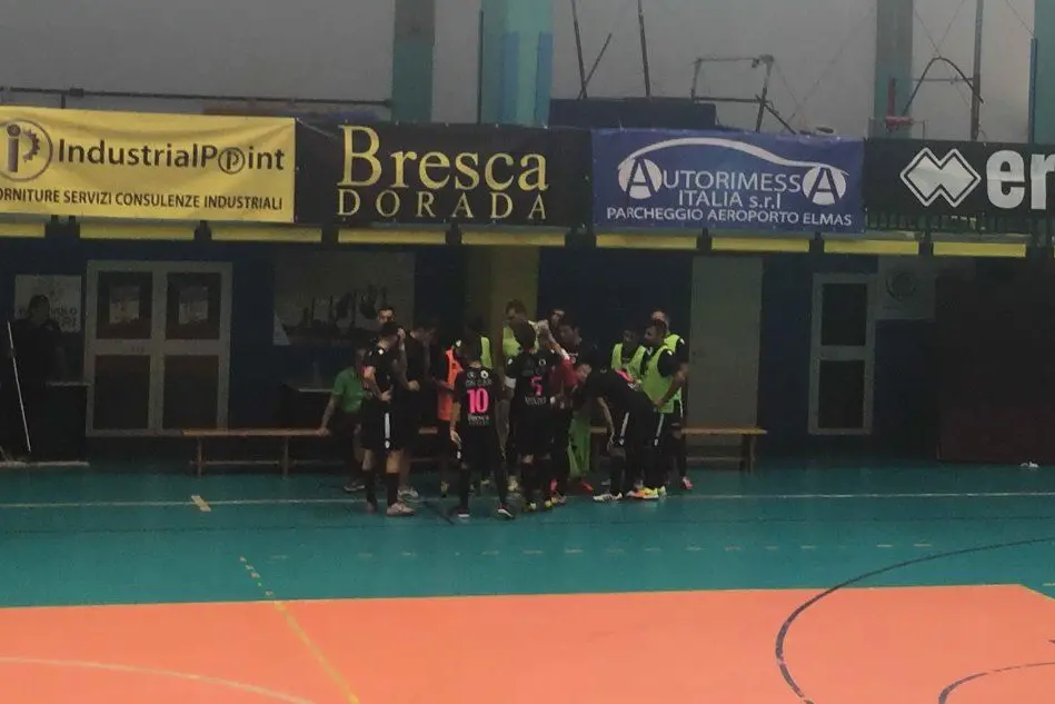 Il Cagliari Futsal durante un time out