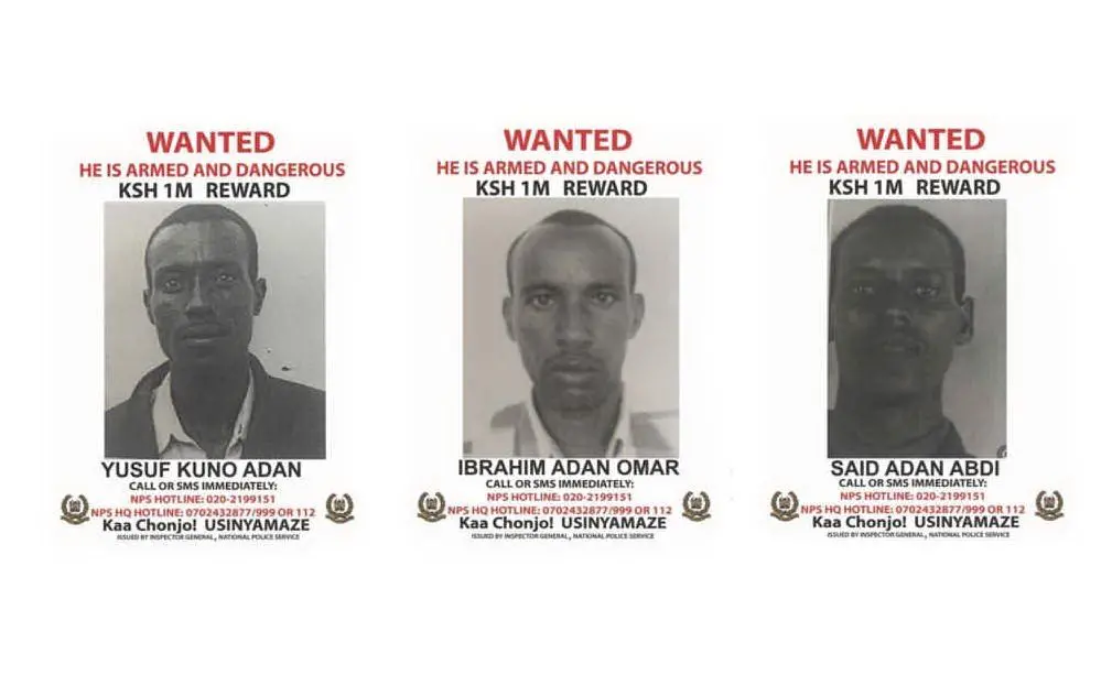Le immagini dei rapitori di Silvia Romano diffuse dalla polizia kenyana (Ansa)