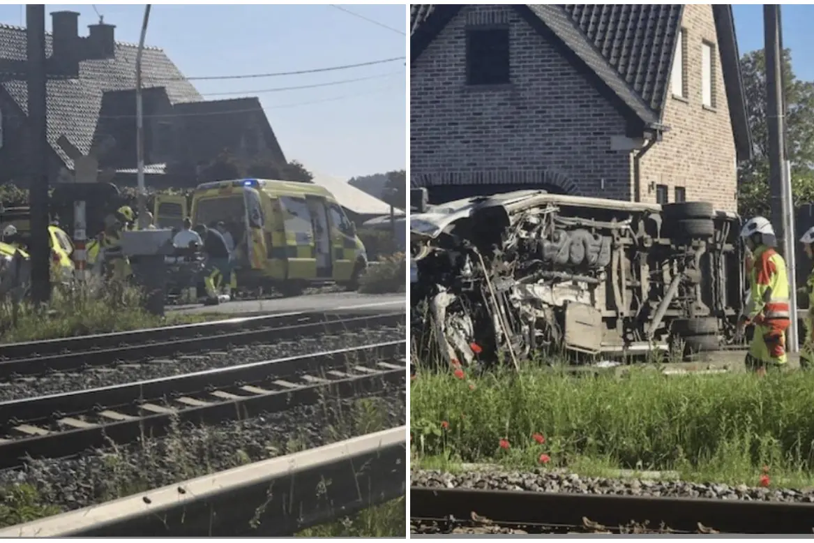 L'incidente in Belgio (foto da X vigili del fuoco)