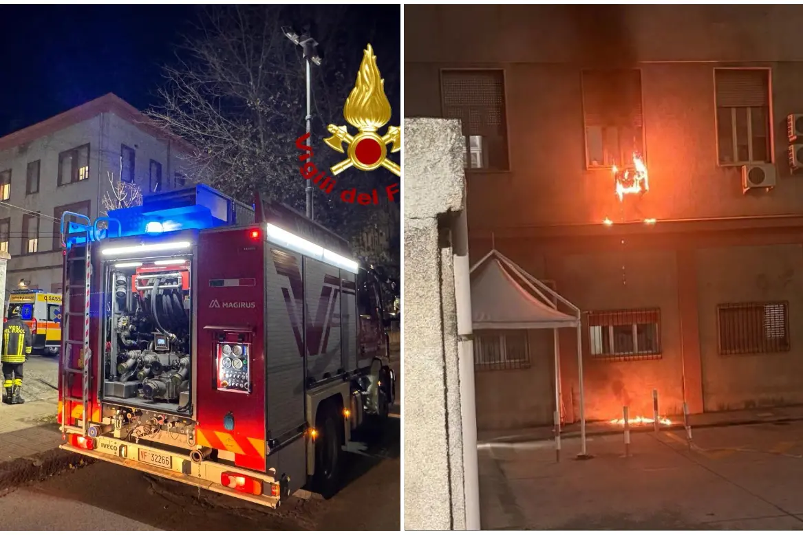 L'incendio alle cliniche di San Pietro (foto vigili del fuoco /Floris)