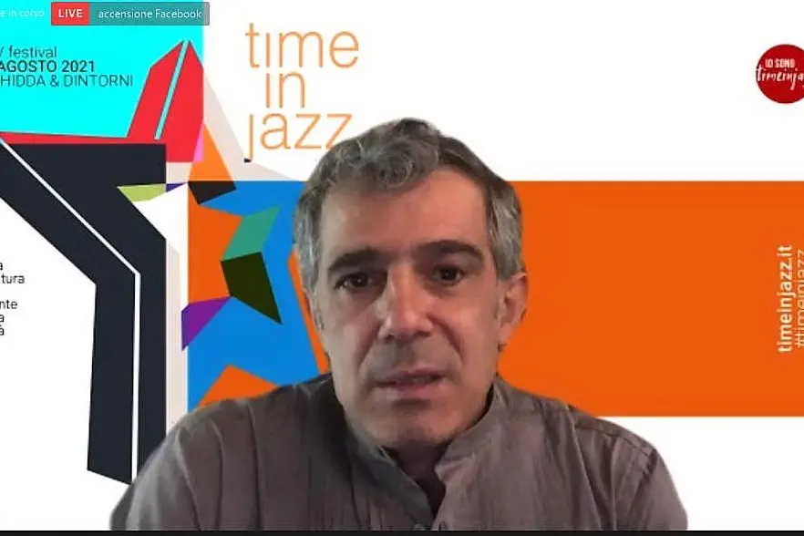 Paolo Fresu durante la presentazone di &quot;Time in Jazz 2021&quot; (foto Giagnoni)