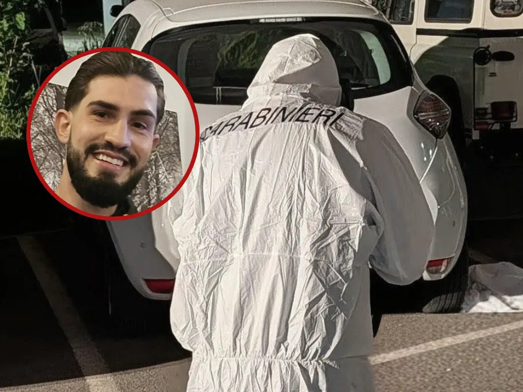 I rilievi dei carabinieri sul luogo dell'omicidio di Leonardo Mocci (nel tondo)