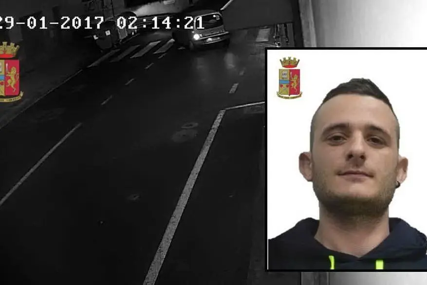 Il fermo immagine del video e, nel riquadro, William Balestrino