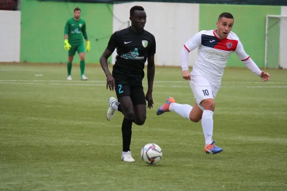 Sylla del Castiadas. Un gol a Bosa (foto Andrea Serreli)