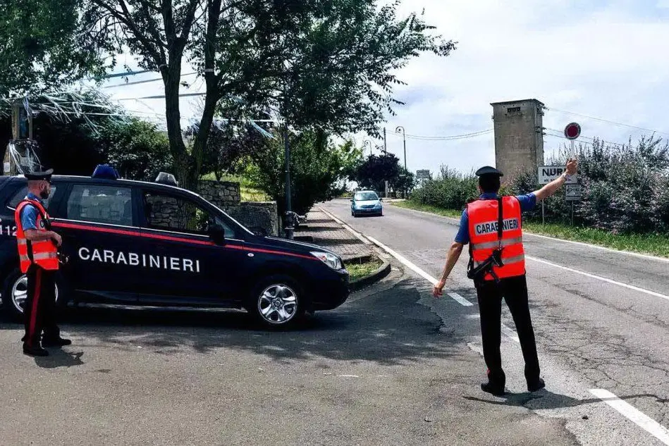 Un posto di blocco dei carabinieri di Nurri