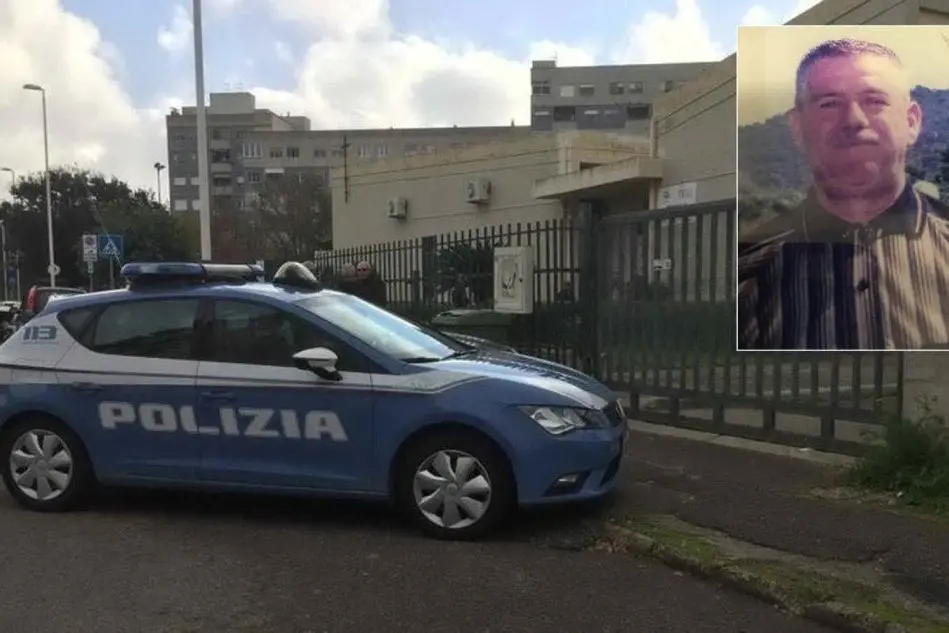 Polizia in via Crespellani, nel riquadro Franco Matta (foto Vercelli)