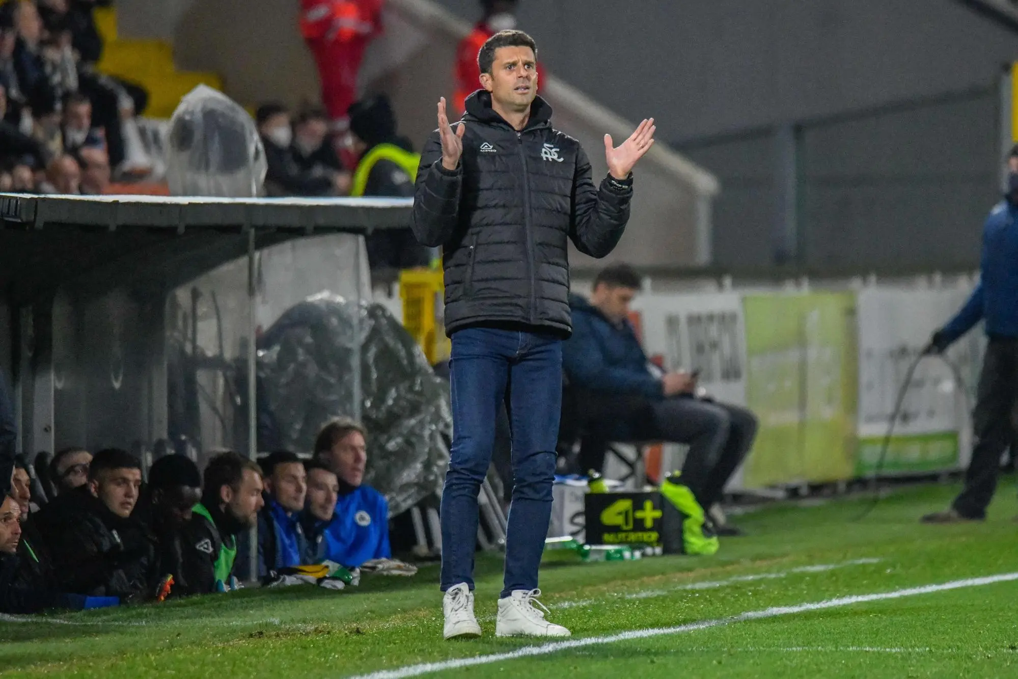 Spezia's Head Coach Thiago Motta during the italian soccer Serie A match Spezia Calcio vs ACF Fiorentina at the Alberto Picco stadium in La Spezia, Italy, 14 February 2022 ANSA/FABIO FAGIOLINI