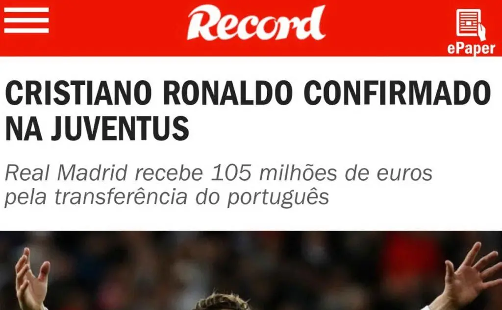 Ecco &quot;Record&quot;, il principale quotidiano sportivo del Portogallo
