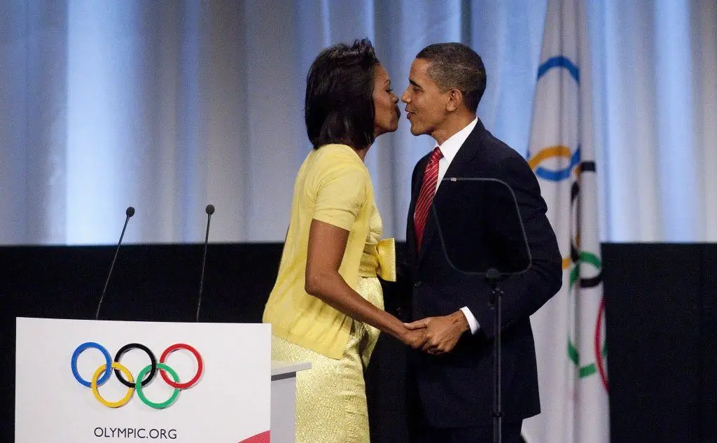 Con la moglie Michelle Obama