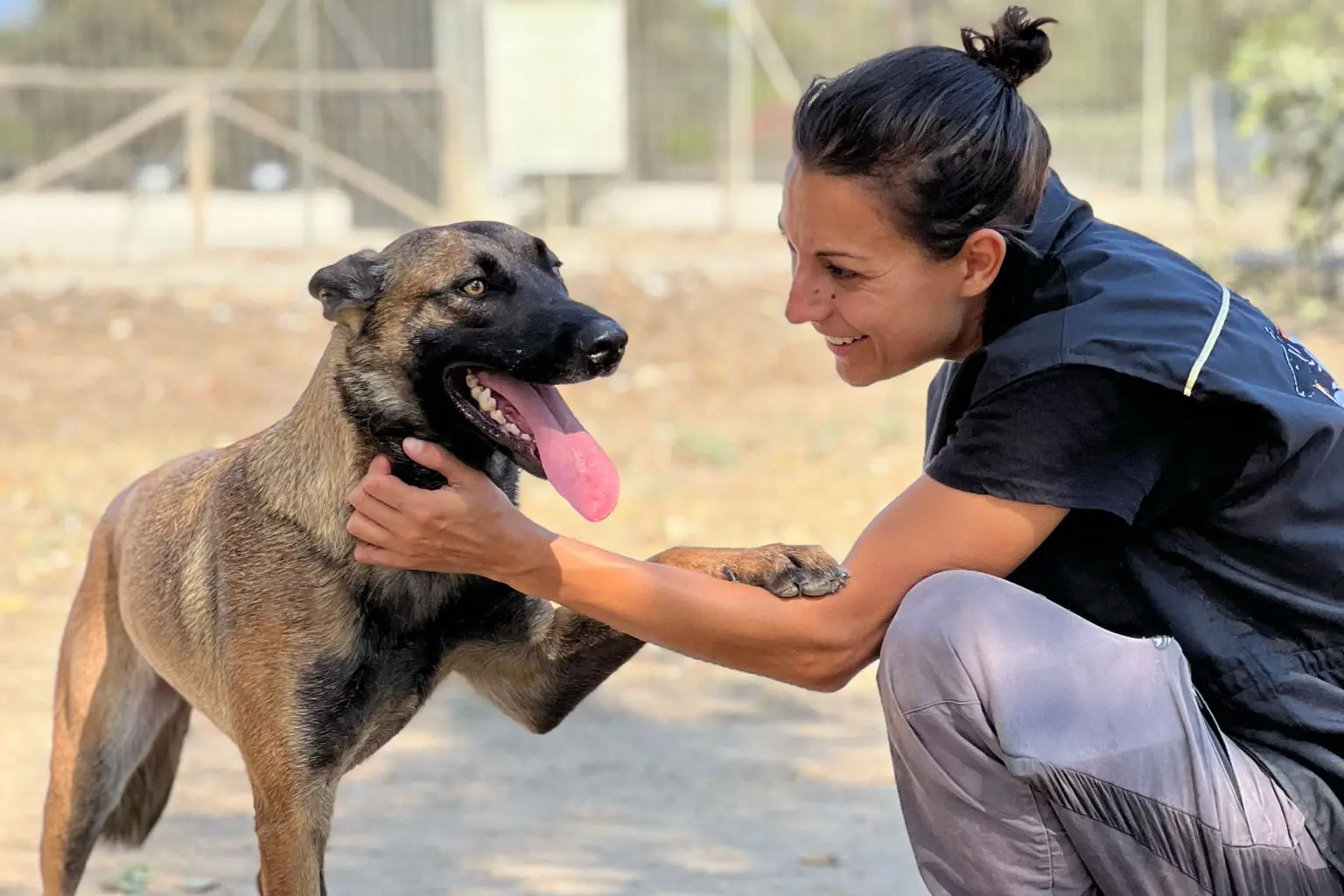 Erika Striulli con Auri, il suo pastore belga malinois (foto Rubiu)