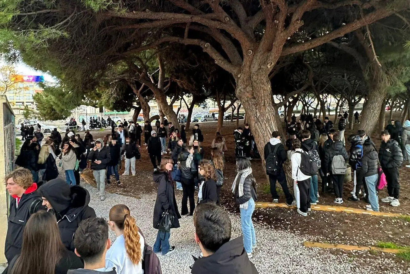 Una manifestazione degli studenti dell'Alberti (L'Unione Sarda)