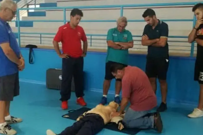 Una fase della dimostrazione (Foto Ariete Oristano)