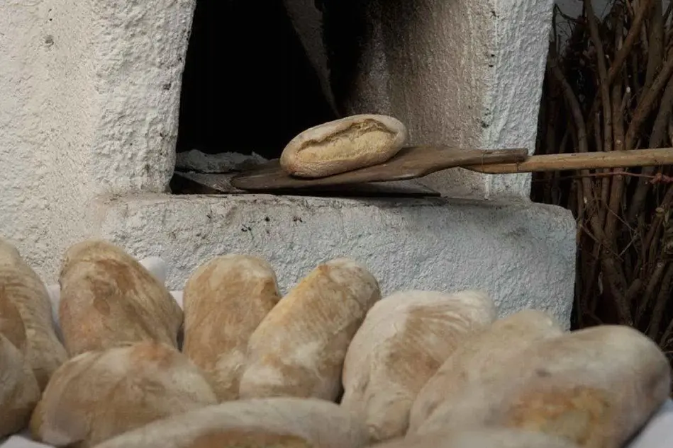 Un momento della cottura del pane
