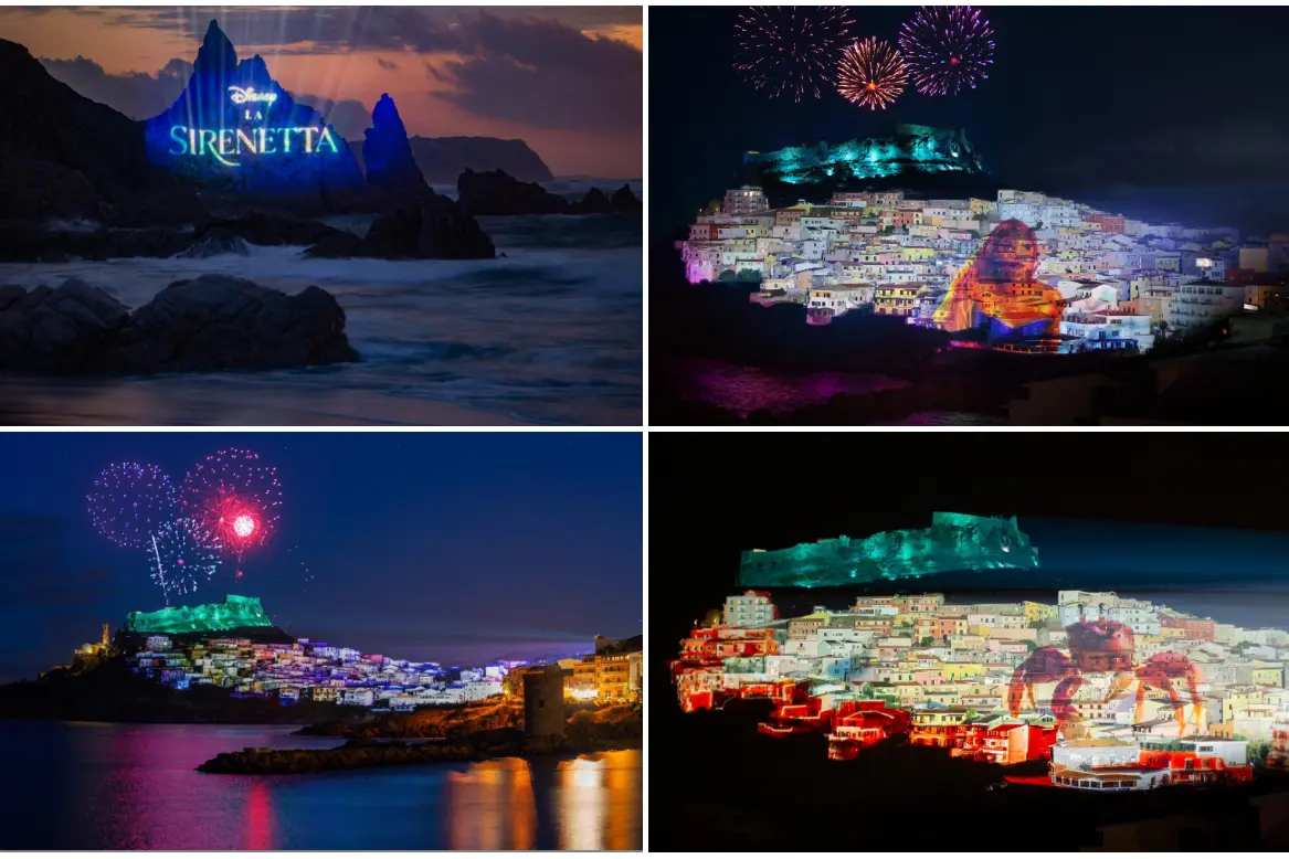 Spettacolo di luci a Castelsardo (dal profilo Facebook Disney)