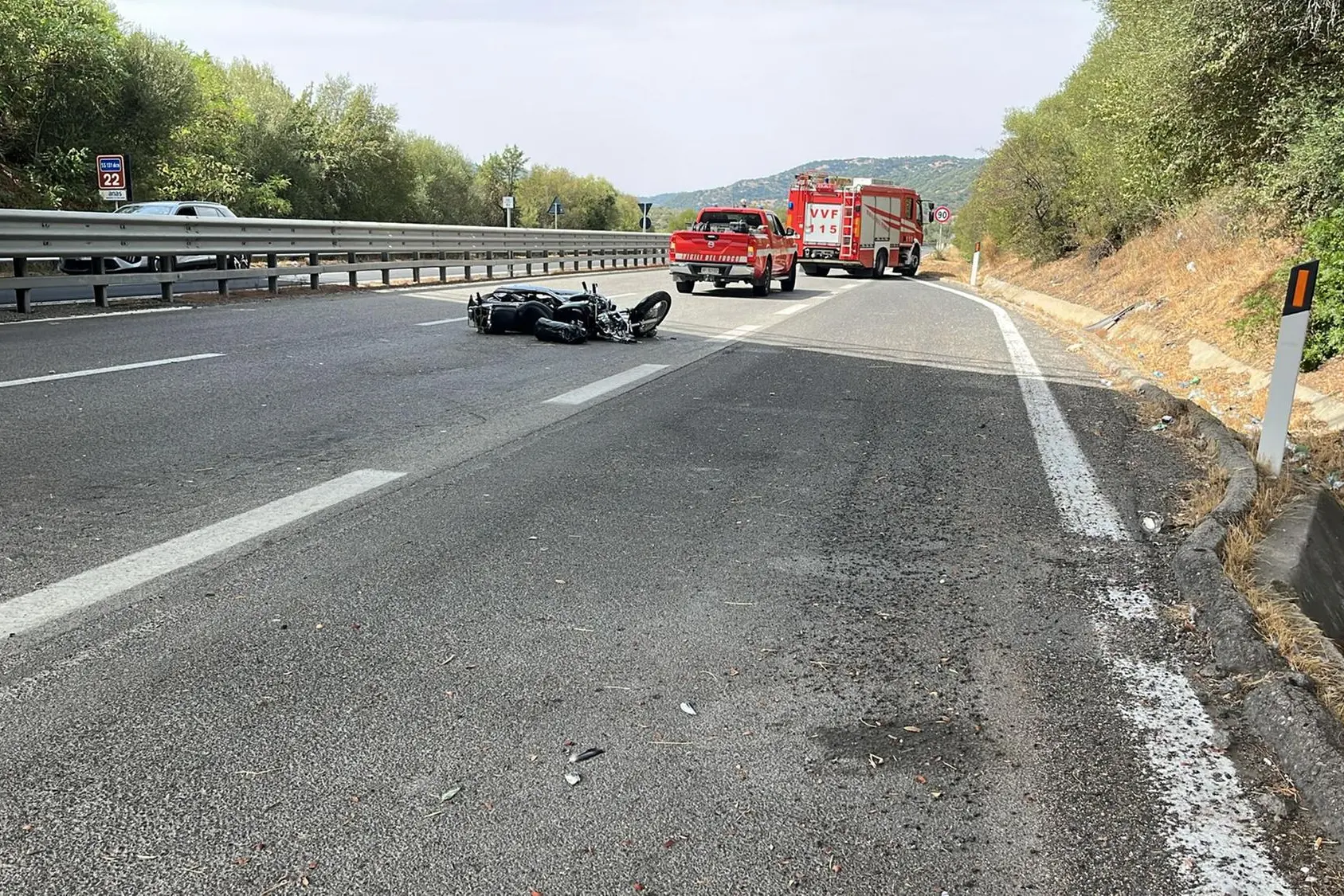La moto coinvolta nell'incidente (Foto: Fabio Ledda)