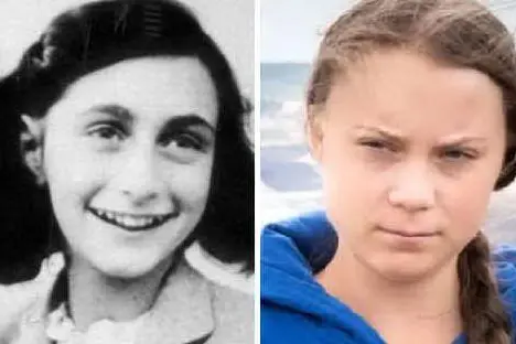 Anna Frank e Greta Thunberg (Archivio L'Unione Sarda)