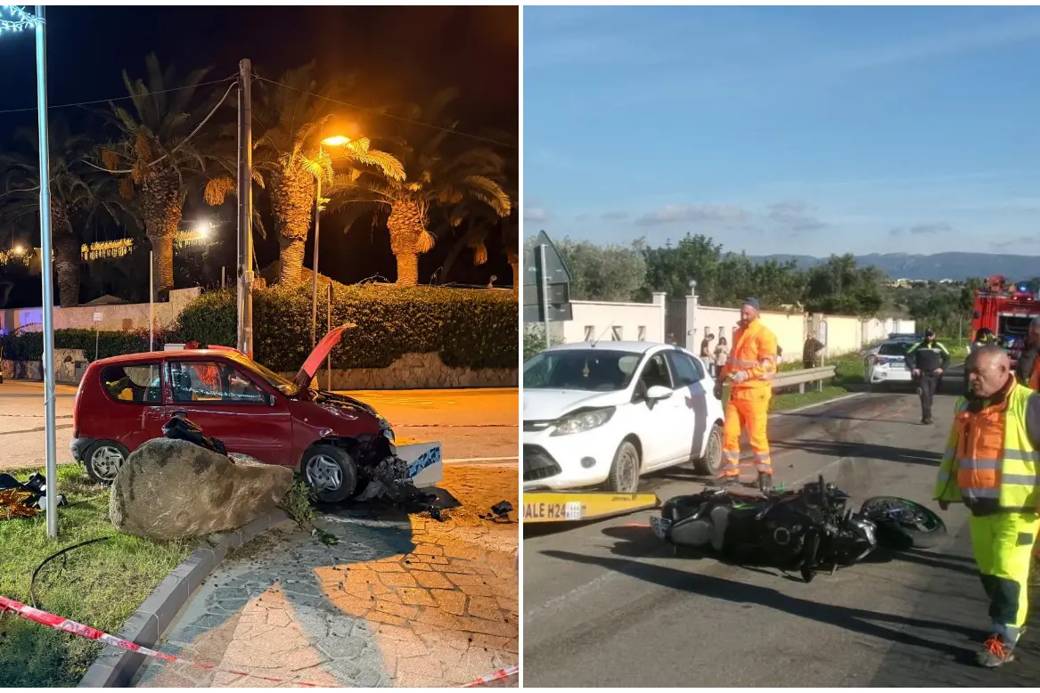 A sinistra l'incidente a Villasimius, a destra quello a S’Ecca S’Arrideli (Archivio L'Unione Sarda)