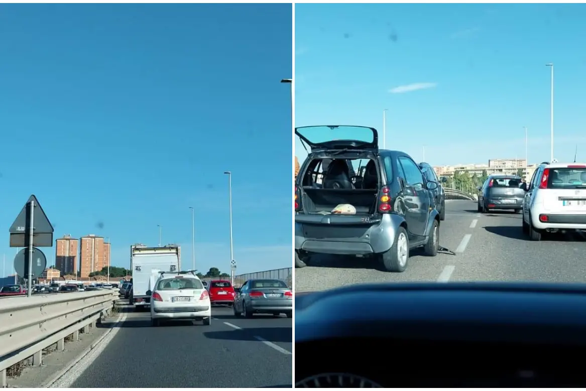 Caos traffico e tamponamento sull'Asse mediano