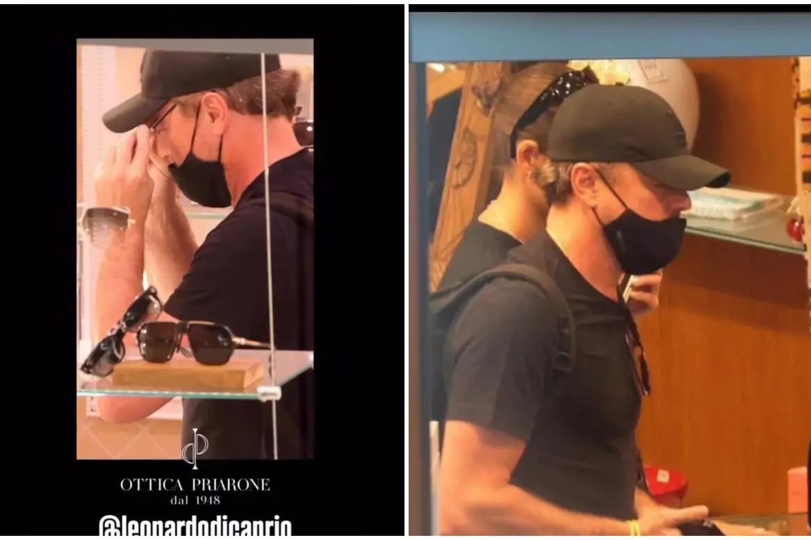 Leonardo Di Caprio a Olbia (foto Instagram - Ottica Priarone)