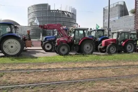 Strasburgo, trattori al Parlamento Ue: la protesta degli agricoltori