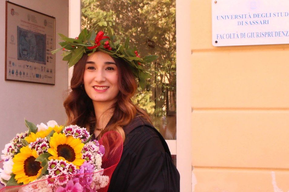 Maria Sanna il giorno della laurea (foto Università di Sassari)