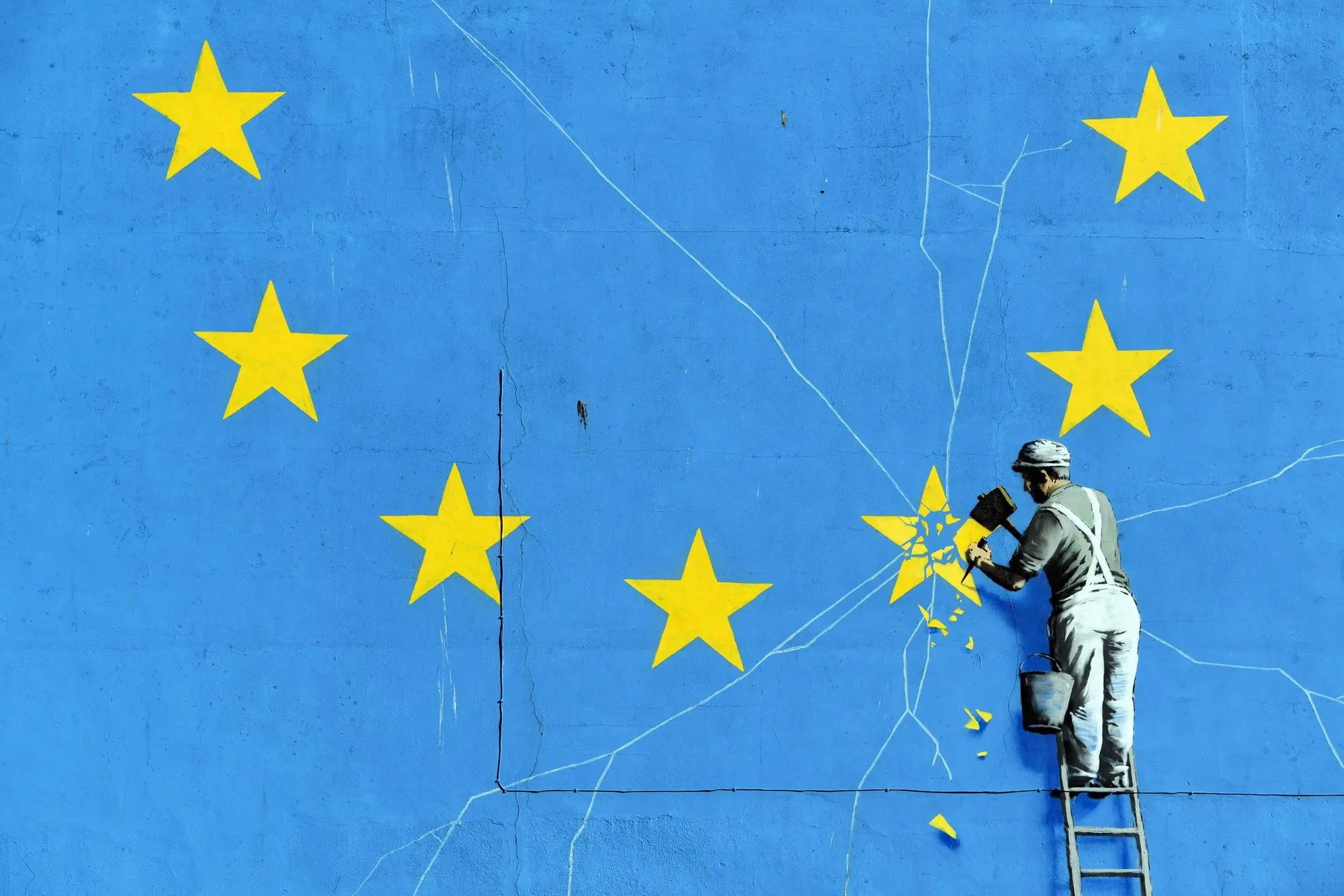 Il murale di Banksy sulla Brexit. Foto Epa