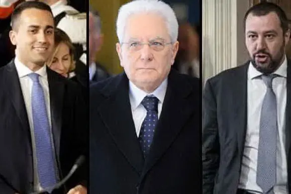 Luigi Di Maio, Sergio Mattarella e Matteo Salvini