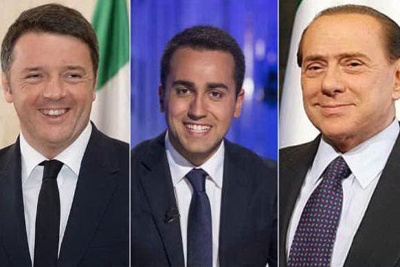 Matteo Renzi, Luigi Di Maio e Silvio Berlusconi