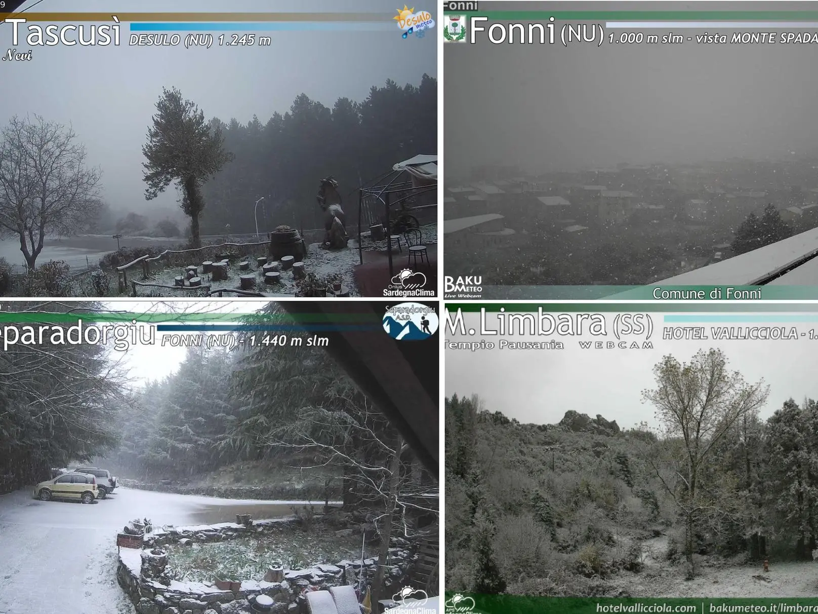 Neve in Sardegna (Frame da WebCam di Sardegna Clima)