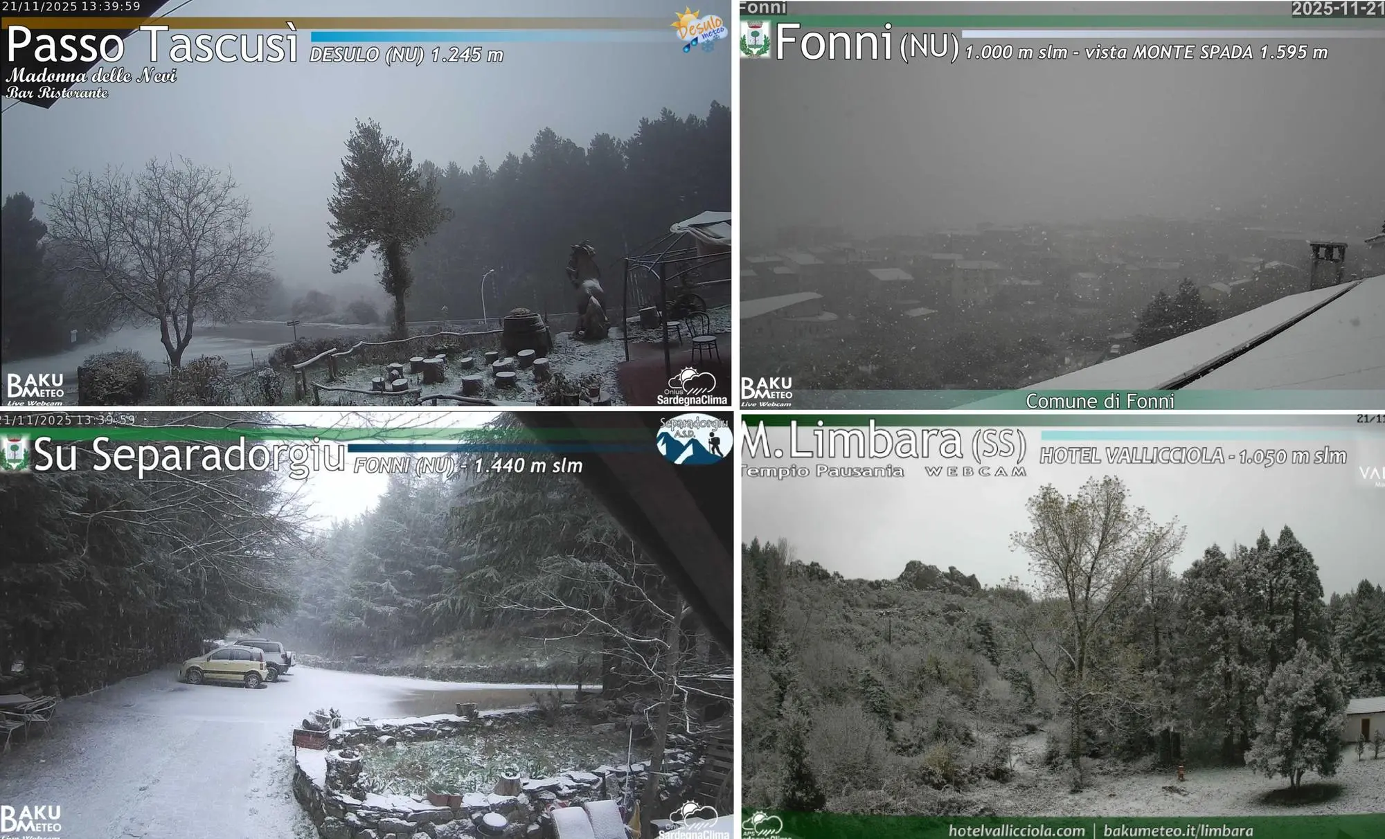 Neve in Sardegna (Frame da WebCam di Sardegna Clima)