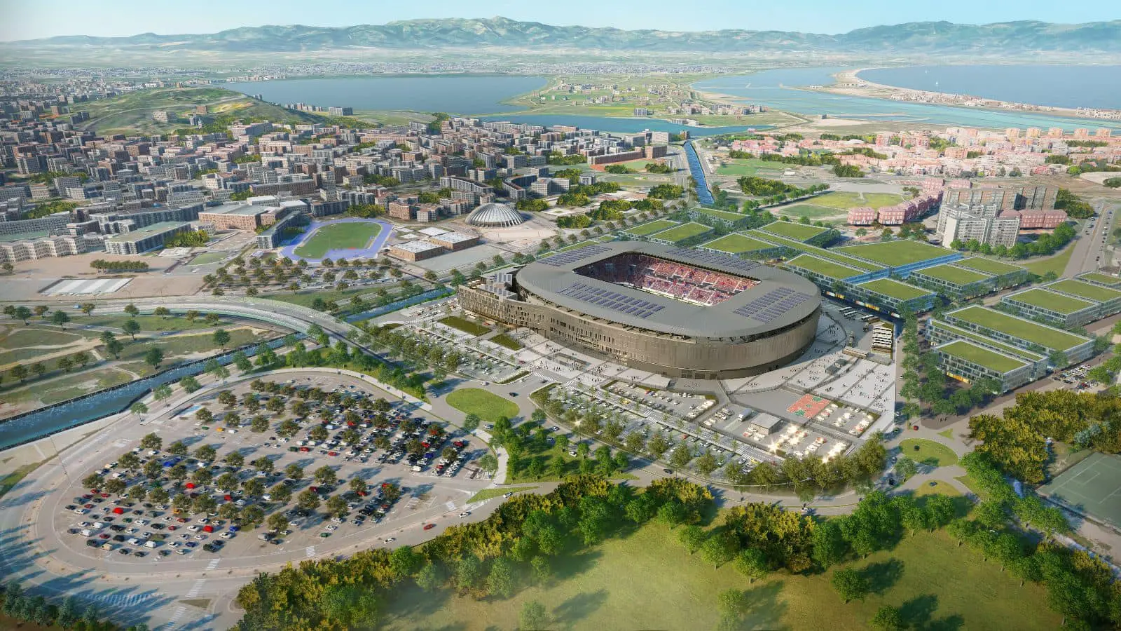 Il nuovo stadio del Cagliari dall'alto