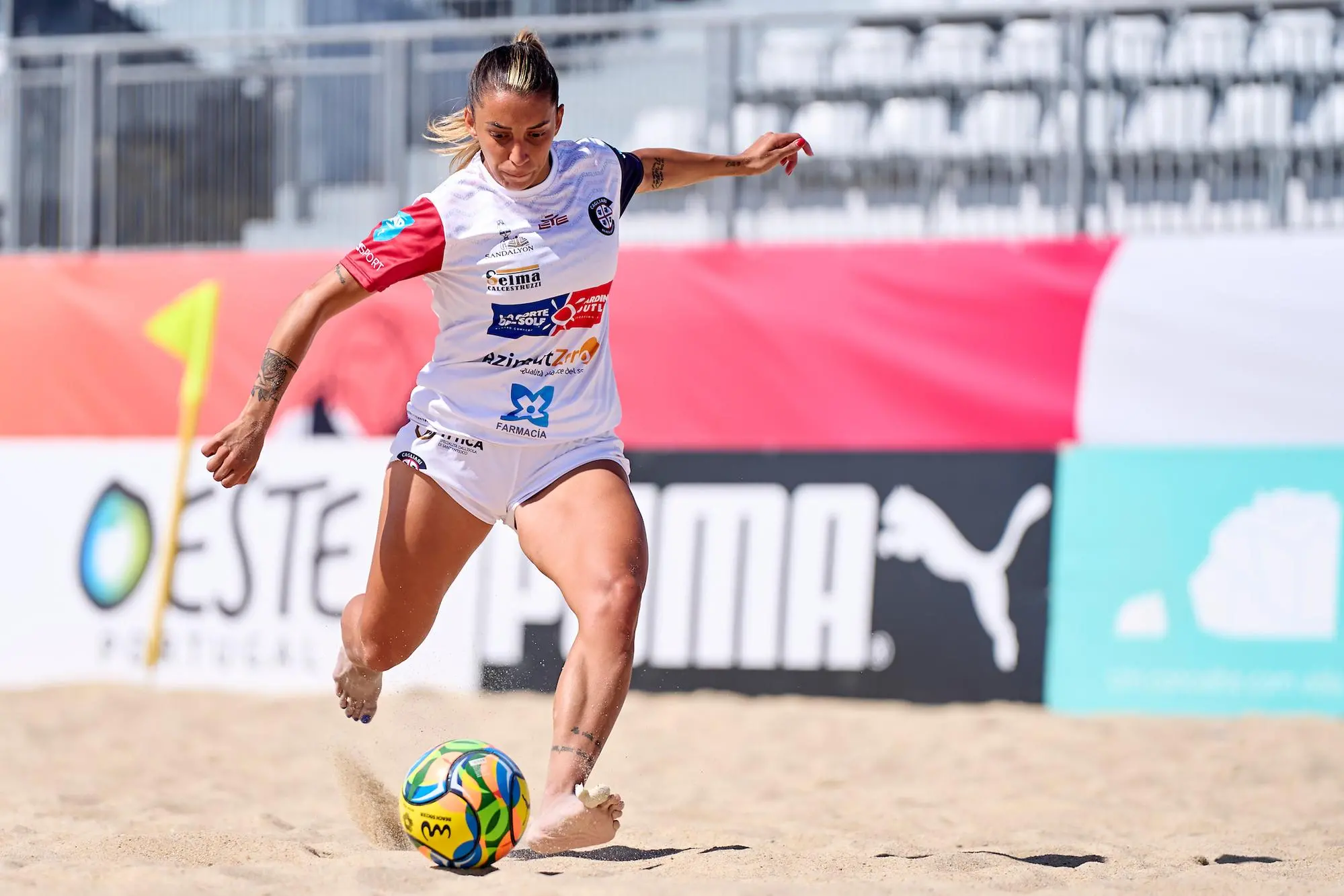 Fabiana Vecchione, tripletta per il Cagliari Beach Soccer ma senza portare punti (foto concessa dalla Beach Soccer Worldwide)