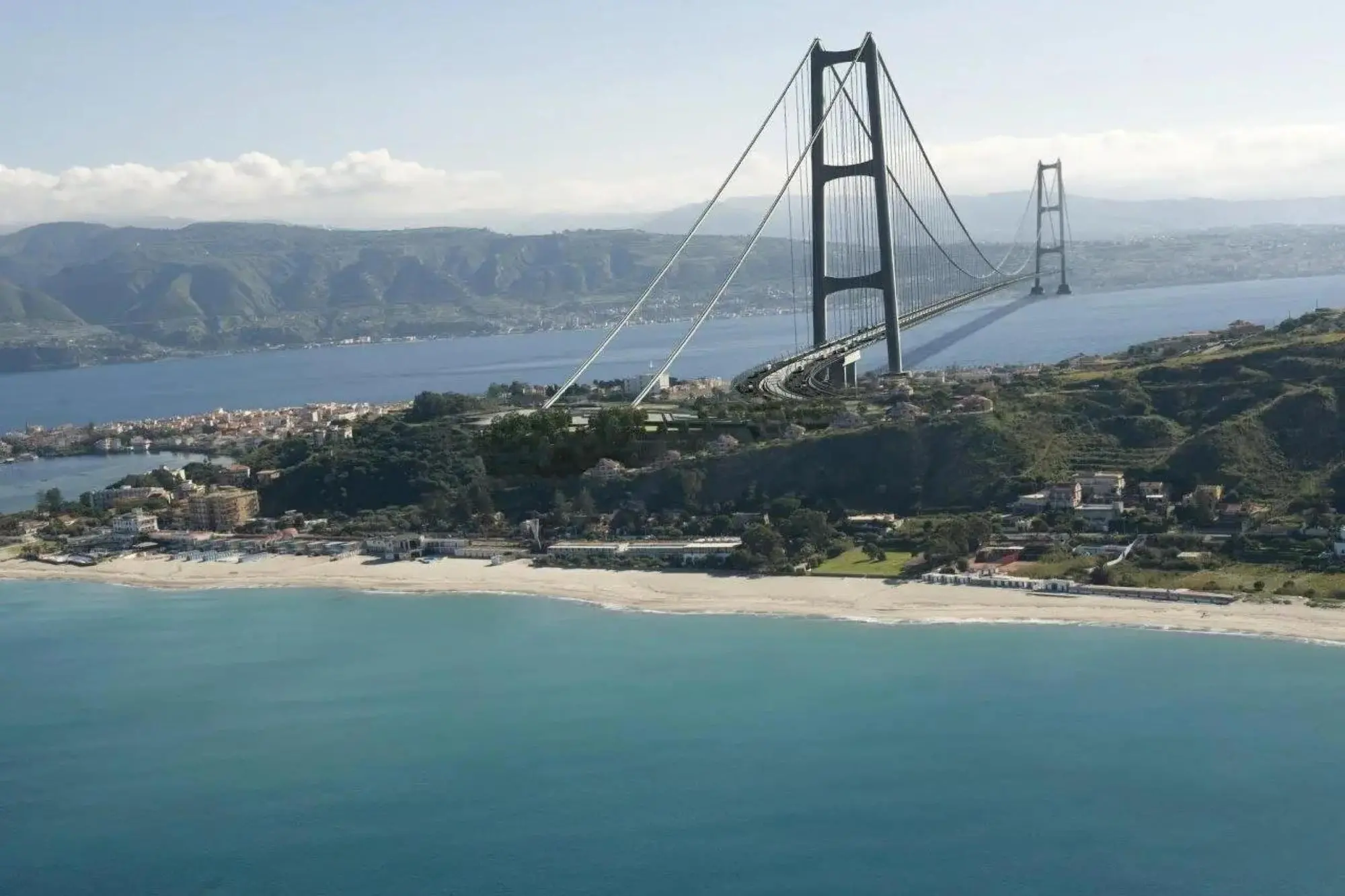 Un rendering del Ponte sullo Stretto (ANSA/US MIT)