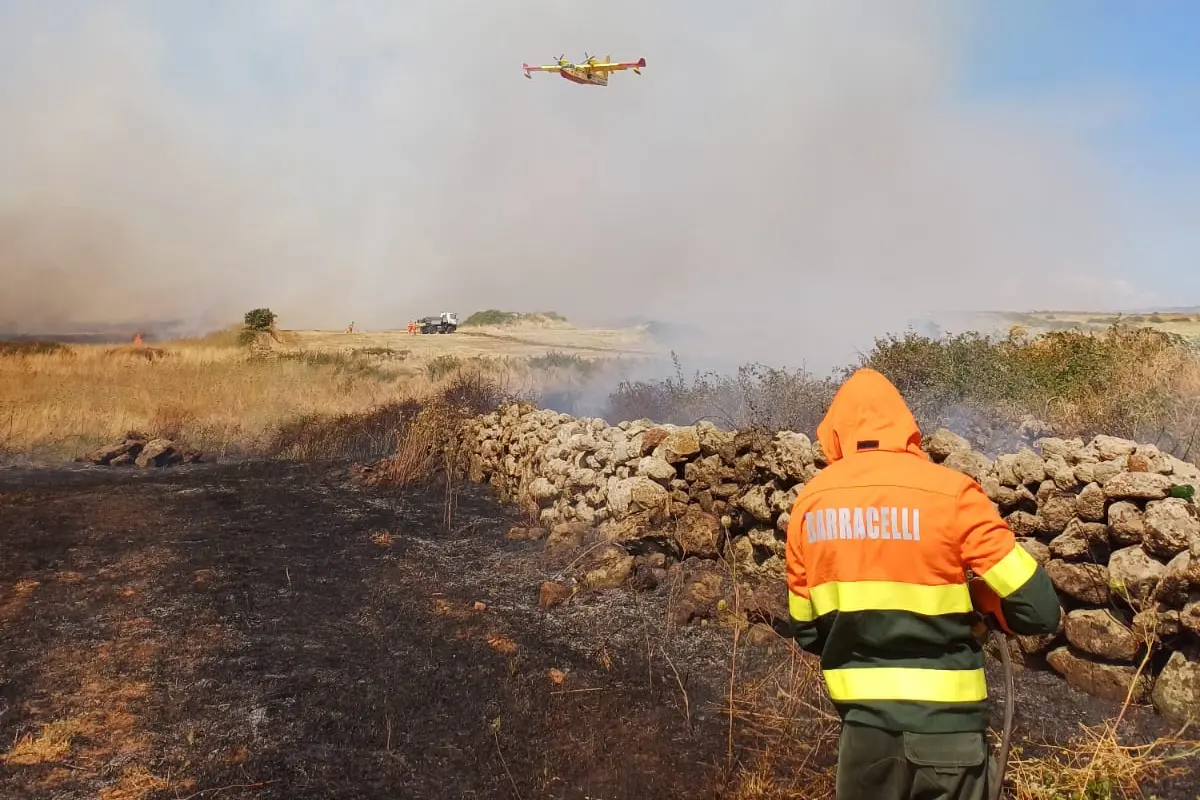 L'incendio tra Macomer e Sindia (foto Oggiano)