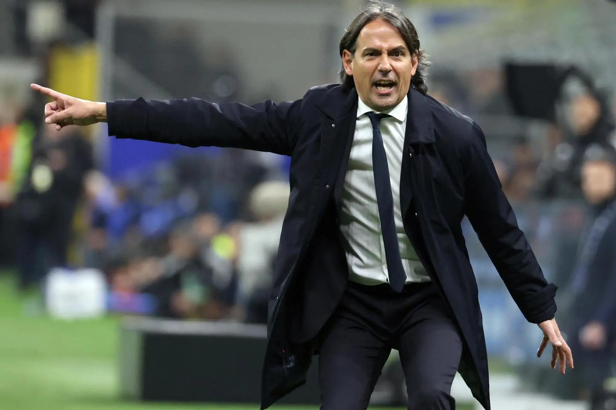 Inter Milan’s coach Simone Inzaghi reacts during the Italian serie A soccer match between Fc Inter and Juventus Giuseppe Meazza stadium in Milan, 19 March 2023. ANSA / MATTEO BAZZI