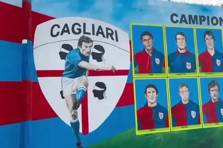 Baratili, un murale dedicato al Cagliari dello Scudetto