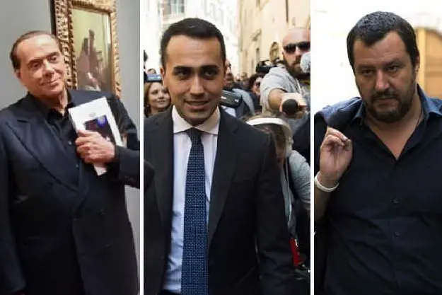 Silvio Berlusconi, Luigi Di Maio e Matteo Salvini