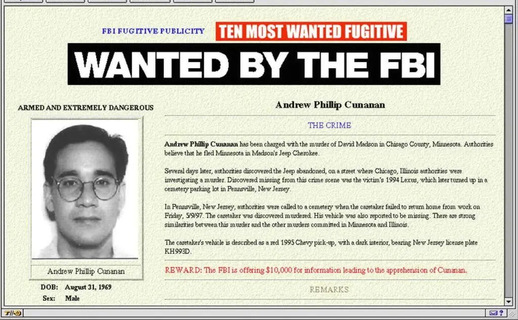 A sparare è Andrew Cunanan, serial killer