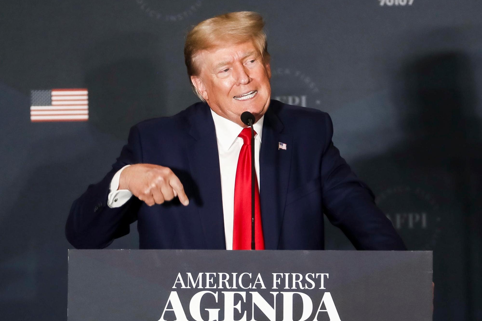Former US President Donald J. Trump delivers remarks during the America First Policy InstituteÂ?s America First Agenda Summit in Washington, DC, USA, 26 July 2022. ANSA/SHAWN THEW