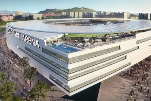 Il rendering del progetto del nuovo stadio del Cagliari