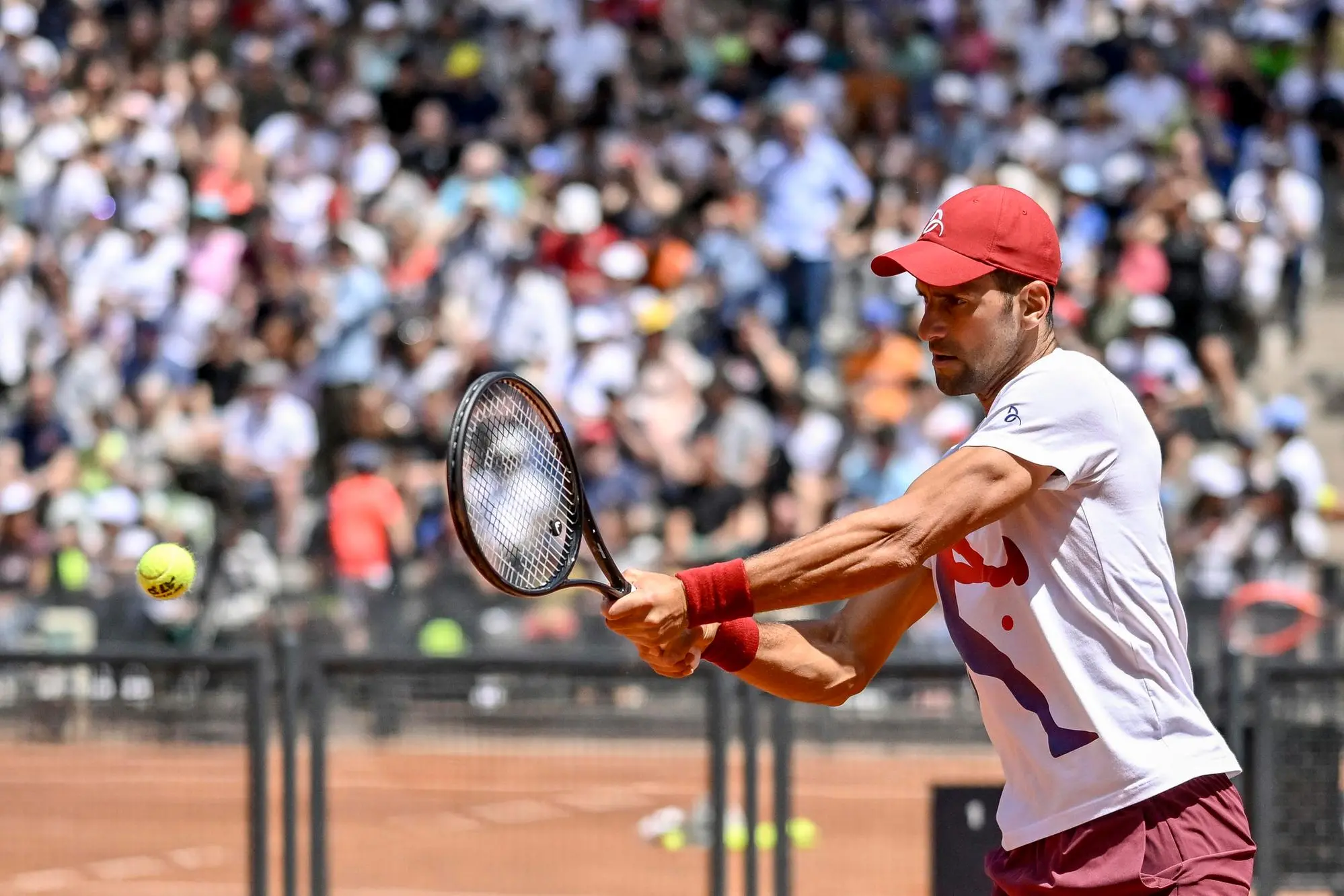 Novak Djokovic of Serbia trains at the Italian Open tennis tournament in Rome, Italy, 11 May 2024. ANSA/ALESSANDRO DI MEO