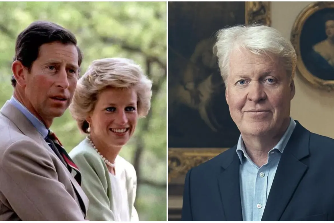 Carlo e Lady Diana, a destra Charles Spencer (Ansa)